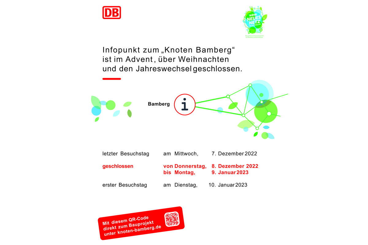 Bild vergrößern: Infopunkt zum "Knoten Bamberg" im Advent, über Weihnachten und den Jahreswechsel geschlossen